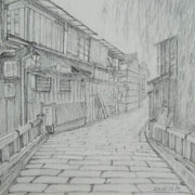 京都の町を描いた写生